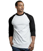 Top Pro Mens 34 Sleeve Casual Raglan Jersey Baseball Tee Shirt (L, Blackwhite - 1)