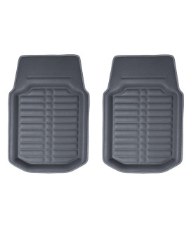 Fh Group Automotive Floor Mats - Pu Leather Floor Mats, Deep Dish Design, Floor Mats For Cars, Universal Fit Floor Mats Front Set, Floor Mats For Most Sedan, Suv, Truck Floor Mats Solid Gray