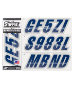 Stiffie Techtron Navysilver 3 Alpha-Numeric Registration Identification Numbers Stickers Decals For Boats Personal Watercraft
