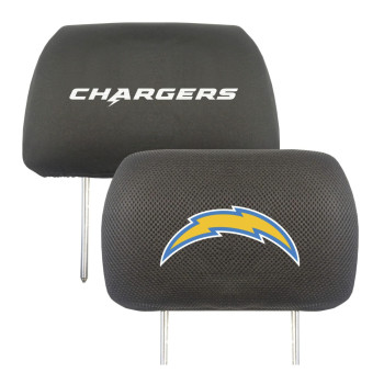 Fanmats 12513 Los Angeles Chargers Embroidered Head Rest Cover Set - 2 Pieces