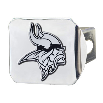 Fanmats 18710 Minnesota Vikings Chrome Metal Hitch Cover With Chrome Metal 3D Emblem