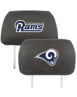 Fanmats Nfl Los Angeles Rams Auto Headrest Covers, Team Colors, One Size, Black