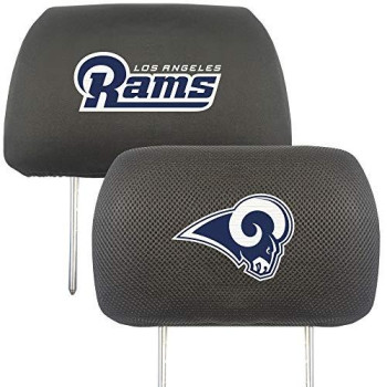 Fanmats Nfl Los Angeles Rams Auto Headrest Covers, Team Colors, One Size, Black