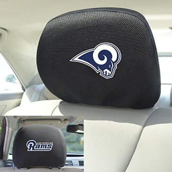 Fanmats Nfl Los Angeles Rams Auto Headrest Covers, Team Colors, One Size, Black