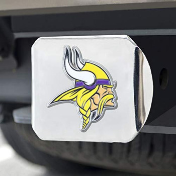 Nfl Minnesota Vikings Metal Hitch Cover, Chrome, 2 Square Type Iii Hitch Cover