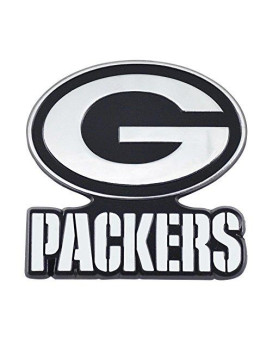 Fanmats Nfl Green Bay Packers Chrome Emblem, Chrome, 3.15X3.15