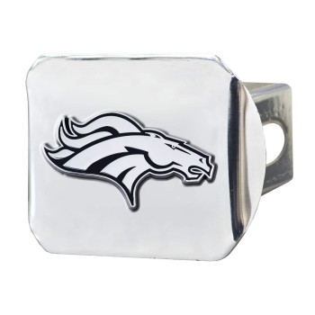 Fanmats 18706 Denver Broncos Chrome Metal Hitch Cover With Chrome Metal 3D Emblem