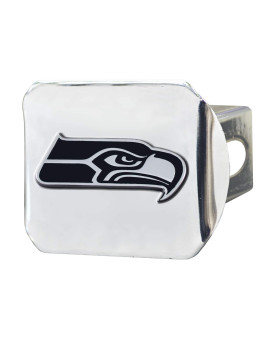 Fanmats 18727 Seattle Seahawks Chrome Metal Hitch Cover With Chrome Metal 3D Emblem