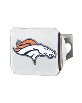 Fanmats Nfl Denver Broncos Metal Hitch Cover, Chrome, 2 Square Type Iii Hitch Cover , Orange