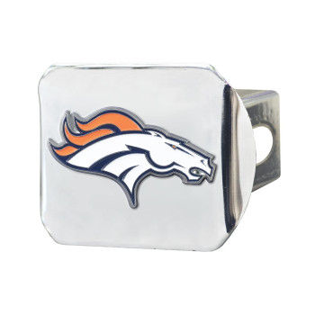 Fanmats Nfl Denver Broncos Metal Hitch Cover, Chrome, 2 Square Type Iii Hitch Cover , Orange