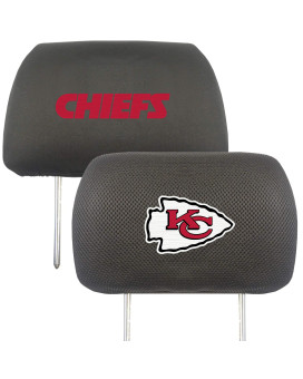 Fanmats 21373 Kansas City Chiefs Embroidered Head Rest Cover Set - 2 Pieces