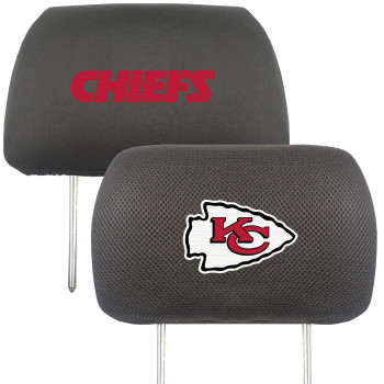 Fanmats 21373 Kansas City Chiefs Embroidered Head Rest Cover Set - 2 Pieces