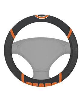 Nfl Chicago Bears Embroidered Steering Wheel Cover, Black, Universal 15 Diameter