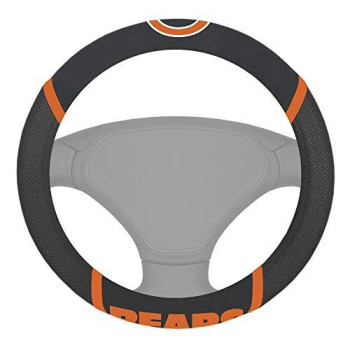 Nfl Chicago Bears Embroidered Steering Wheel Cover, Black, Universal 15 Diameter