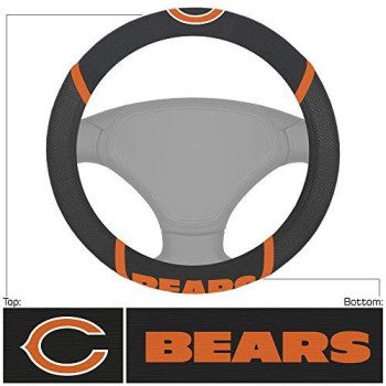 Nfl Chicago Bears Embroidered Steering Wheel Cover, Black, Universal 15 Diameter