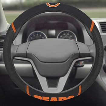 Nfl Chicago Bears Embroidered Steering Wheel Cover, Black, Universal 15 Diameter