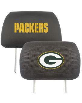 Fanmats 12498 Green Bay Packers Embroidered Head Rest Cover Set - 2 Pieces