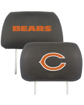 Fanmats 12493 Chicago Bears Embroidered Head Rest Cover Set - 2 Pieces