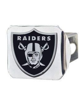 Fanmats 15599 Las Vegas Raiders Chrome Metal Hitch Cover With Chrome Metal 3D Emblem