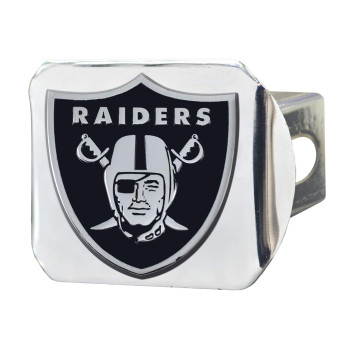 Fanmats 15599 Las Vegas Raiders Chrome Metal Hitch Cover With Chrome Metal 3D Emblem