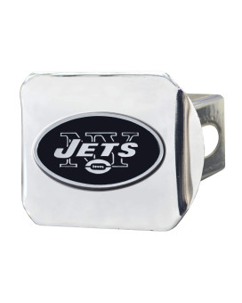 Fanmats 21567 New York Jets Chrome Metal Hitch Cover With Chrome Metal 3D Emblem