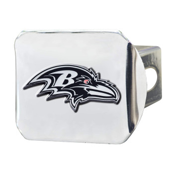 Fanmats 15623 Baltimore Ravens Chrome Metal Hitch Cover With Chrome Metal 3D Emblem