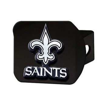 Fanmats - 21561 Nfl New Orleans Saints Metal Hitch Cover, Black, 2 Square Type Iii Hitch Cover