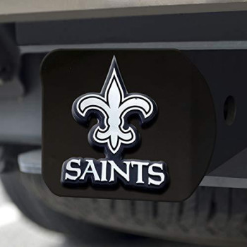 Fanmats - 21561 Nfl New Orleans Saints Metal Hitch Cover, Black, 2 Square Type Iii Hitch Cover