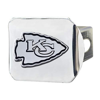 Fanmats 21547 Nfl Kansas City Chiefs Metal Hitch Cover, Chrome, 2 Square Type Iii Hitch Cover