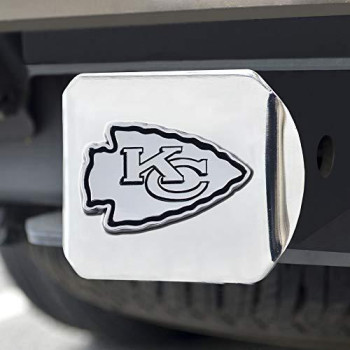 Fanmats 21547 Nfl Kansas City Chiefs Metal Hitch Cover, Chrome, 2 Square Type Iii Hitch Cover