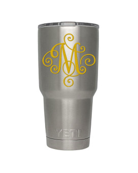 Viavinyl Monogram Die Cut Decalsticker Click For Colorletter Options Available In Four Colors And All Letters A-Z Great For Windows, Yeti And Rtic Tumblers, Macbooks And More (Letterm, Gold)