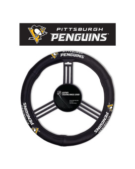 Fremont Die Nhl Pittsburgh Penguins Steering Wheel Coverleather Black One Size