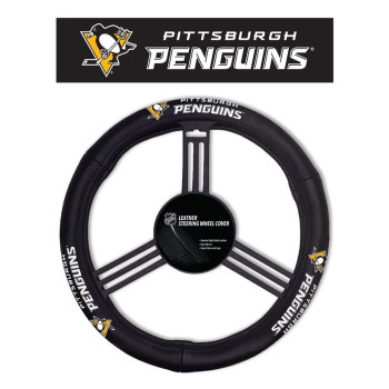 Fremont Die Nhl Pittsburgh Penguins Steering Wheel Coverleather Black One Size