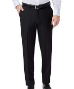 Haggar Mens Premium Comfort Dress Slim Fit Flat Front Pant, Black, 32X36
