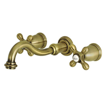 Kingston Brass KS3123AX 8-Inch Center Wall Mount Bathroom Faucet, Antique Brass