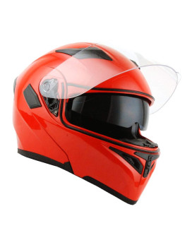 1Storm Motorcycle Modular Full Face Helmet Flip Up Dual Visor Sun Shield: Hb89 Glossy Red