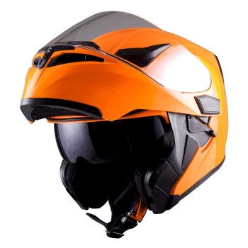 1Storm Motorcycle Modular Full Face Helmet Flip Up Dual Visor Sun Shield: Hb89 Glossy Orange