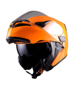 1Storm Motorcycle Modular Full Face Helmet Flip Up Dual Visor Sun Shield: Hb89 Glossy Orange Size L (57-58 Cm 224228 Inch)