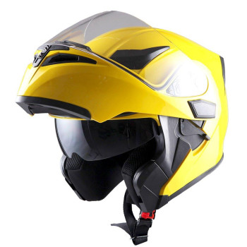 1Storm Motorcycle Modular Full Face Helmet Flip Up Dual Visor Sun Shield: Hb89 Glossy Yellow