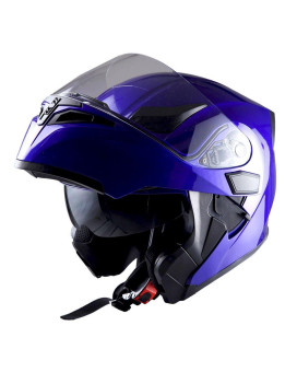 1Storm Motorcycle Modular Full Face Helmet Flip Up Dual Visor Sun Shield: Hb89 Glossy Blue