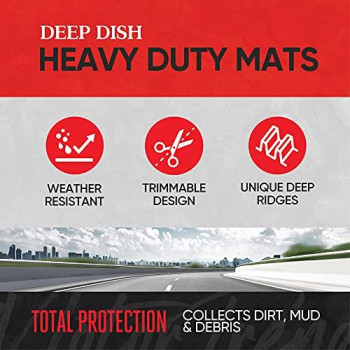 Motor Trend Flextough Plus Beige Rubber Car Floor Mats - All Weather Deep Dish Automotive Floor Mats, Heavy Duty Trim To Fit Design, Odorless Floor Mat Liners For Cars Truck Van Suv