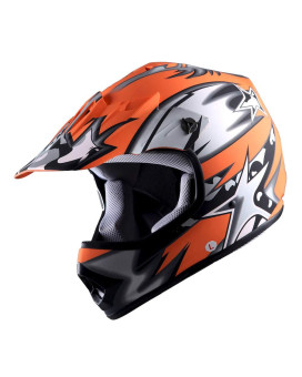 Wow Youth Kids Motocross Bmx Mx Atv Dirt Bike Helmet Star Matt Orange