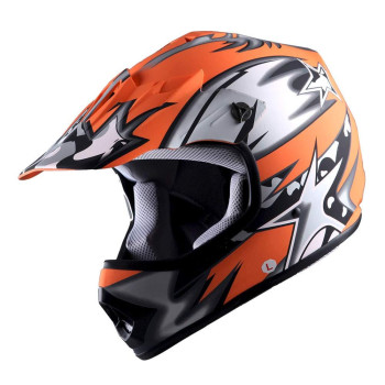 Wow Youth Kids Motocross Bmx Mx Atv Dirt Bike Helmet Star Matt Orange