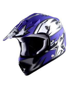 Wow Youth Kids Motocross Bmx Mx Atv Dirt Bike Helmet Star Matt Blue