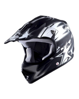 Wow Youth Kids Motocross Bmx Mx Atv Dirt Bike Helmet Star Matt Black