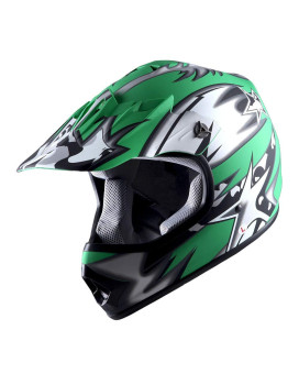 Wow Youth Kids Motocross Bmx Mx Atv Dirt Bike Helmet Star Matt Green