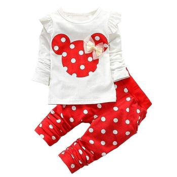 Whbfrg Baby Girl Clothes, 2 Pieces Long Sleeved Cute Toddler Infant Outfits Kids Tops And Pants Set(3T,Red)