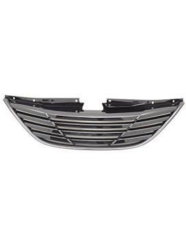 Grille Compatible With 2011-2014 Hyundai Sonata, Yf Front Black Grille Grill Horizon Abs Horizontal Style By Ikon Motorsports, 2012 2013