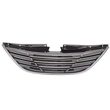 Grille Compatible With 2011-2014 Hyundai Sonata, Yf Front Black Grille Grill Horizon Abs Horizontal Style By Ikon Motorsports, 2012 2013