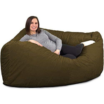 Ultimate Sack Bean Bag Chairs In Multiple Sizes And Colors: Giant Foam-Filled Furniture - Machine Washable Covers, Double Stitched Seams, Durable Inner Liner (Corner, Olive Fur)